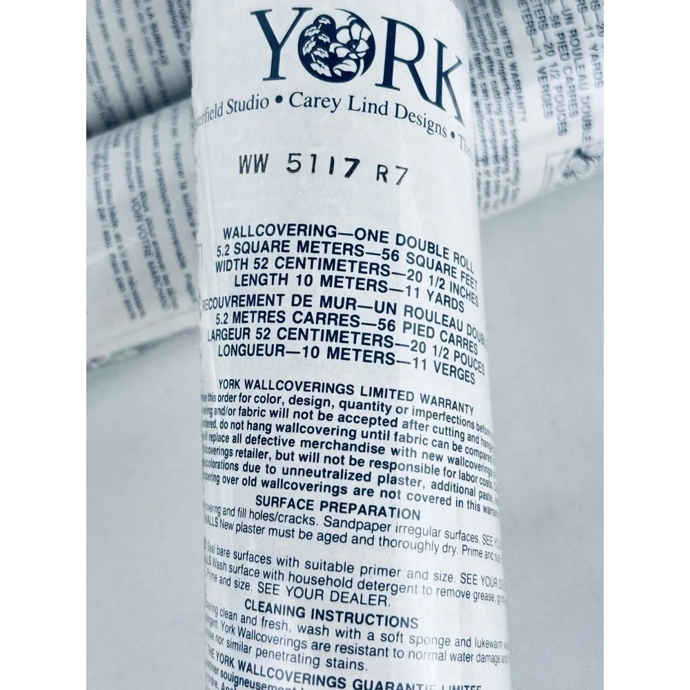 Vintage York Wallpaper WW 5117 R7 - 3 Double Rolls Beautiful Blue Purple Floral